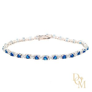Sterling Silver Sapphire CZ Tennis Bracelet