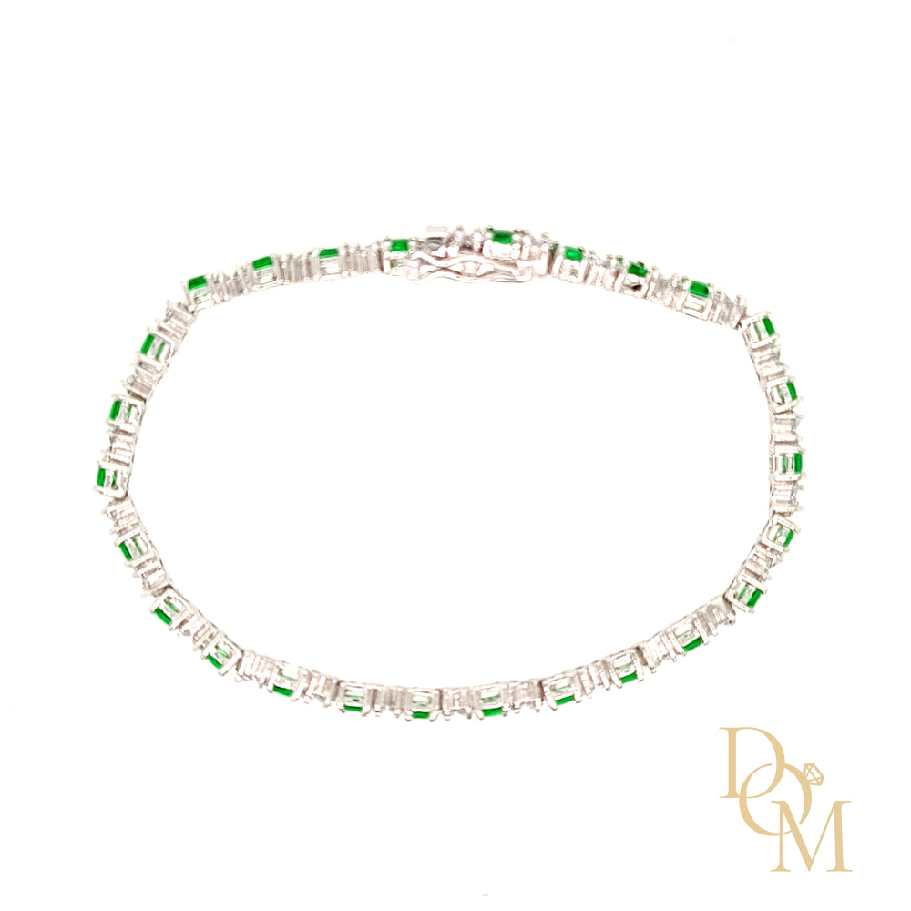 Sterling Silver Emerald CZ Tennis Bracelet