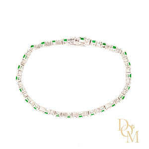 Sterling Silver Emerald CZ Tennis Bracelet
