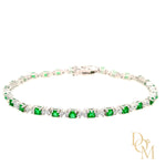 Sterling Silver Emerald CZ Tennis Bracelet