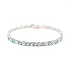Sterling Silver Aquamarine Cubic Zirconia Bracelet