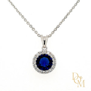Sterling Silver Sapphire Blue CZ Cluster Pendant & Earrings Set