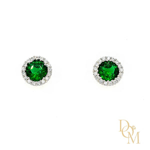 Sterling Silver Emerald Green CZ Cluster Pendant & Earrings Set