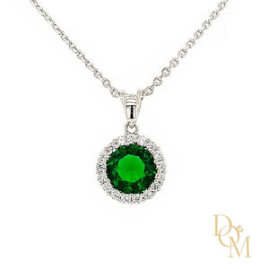 Sterling Silver Emerald Green CZ Cluster Pendant & Earrings Set