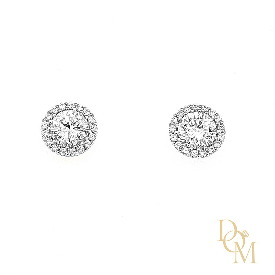 Sterling Silver CZ Cluster Pendant & Earrings Set