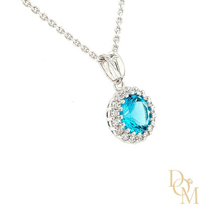 
                
                    Load image into Gallery viewer, Sterling Silver Aquamarine Blue CZ Cluster Pendant &amp;amp; Earrings Set
                
            
