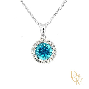 
                
                    Load image into Gallery viewer, Sterling Silver Aquamarine Blue CZ Cluster Pendant &amp;amp; Earrings Set
                
            