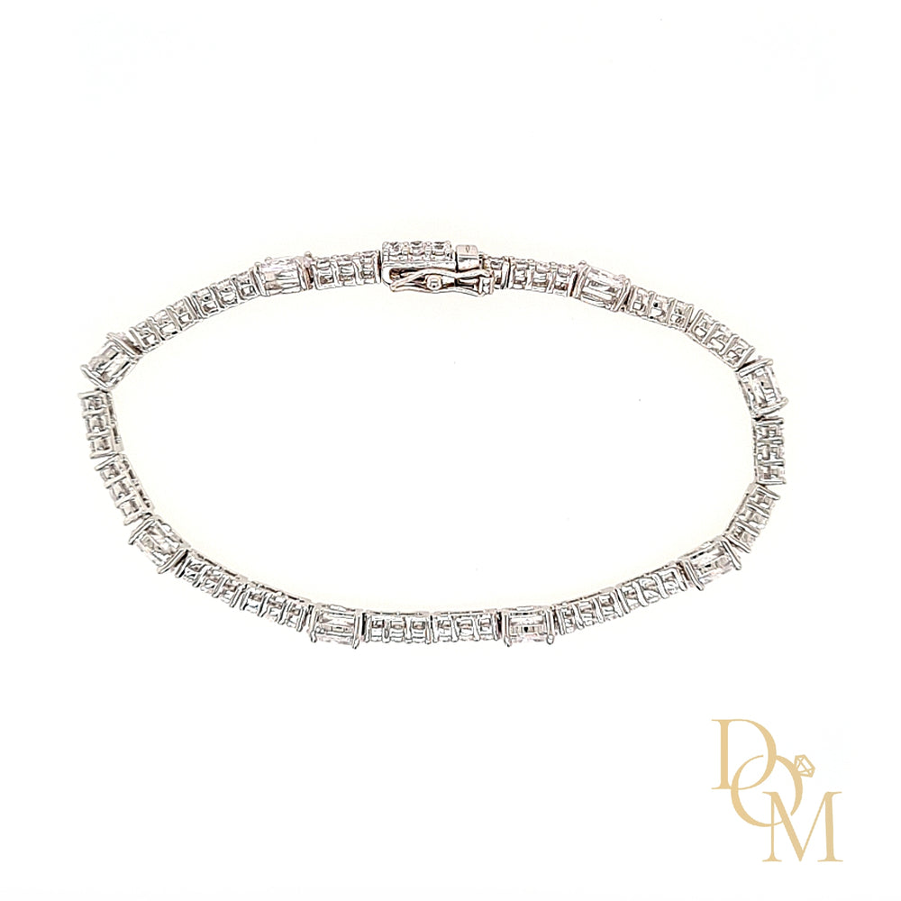 
                
                    Load image into Gallery viewer, Sterling Silver Tennis Bracelet Set With Oval CZs
                
            