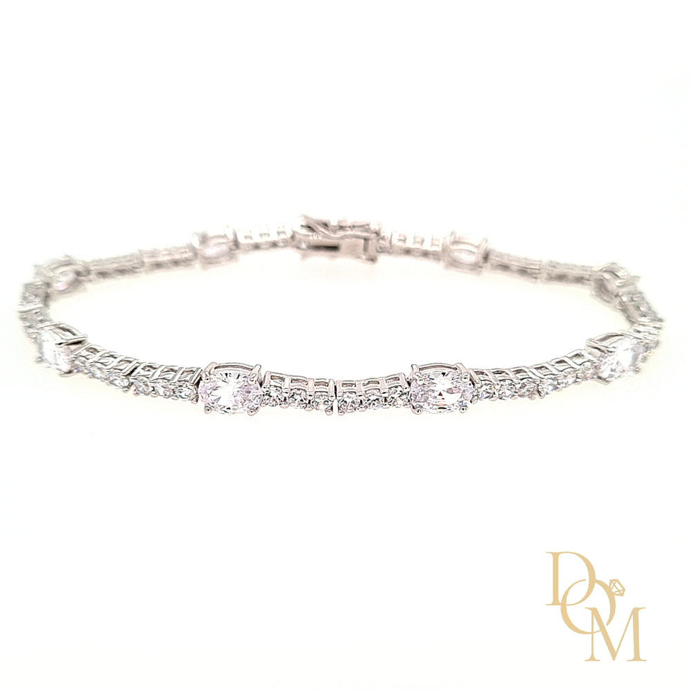 Sterling Silver Tennis Bracelet Set With Oval CZs – Diana O'Mahony