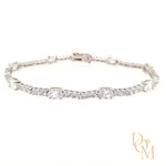 Sterling Silver Tennis Bracelet Set With Oval CZs