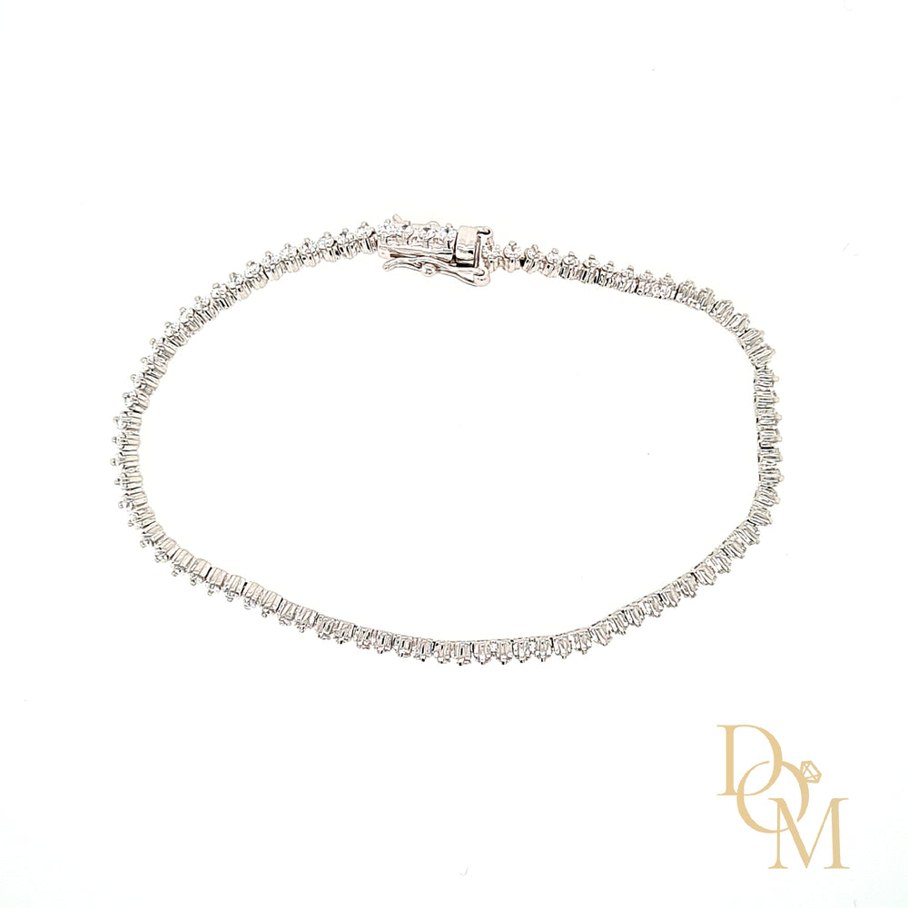 Sterling Silver Round CZ Slim Tennis Bracelet