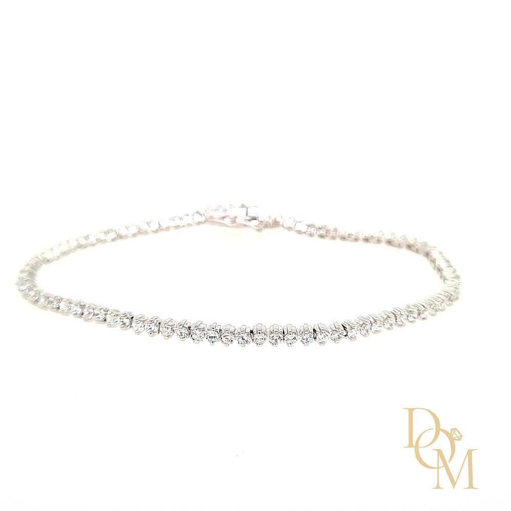 Sterling Silver Round CZ Slim Tennis Bracelet