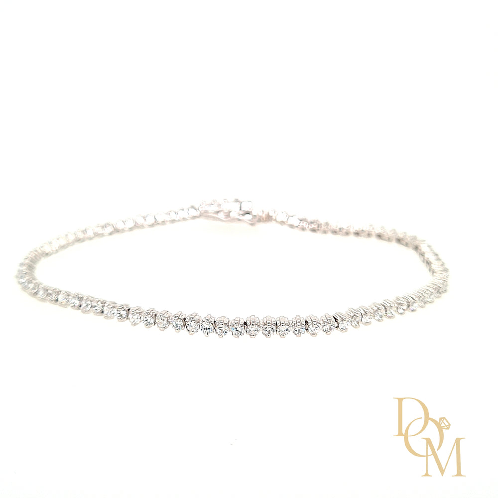 
                
                    Load image into Gallery viewer, Sterling Silver Round CZ Slim Tennis Bracelet
                
            