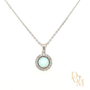 Sterling Silver Opal CZ Cluster Pendant & Earrings Set