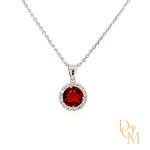 Sterling Silver Ruby CZ Cluster Pendant & Earrings Set