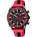 Gents Festina Red Leather Chronograph Watch