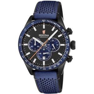 Gents Festina Blue Leather Chronograph Watch