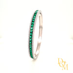 Sterling Silver Art Deco Style Emerald CZ Bangle