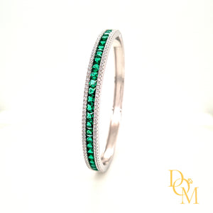 
                
                    Load image into Gallery viewer, Sterling Silver Art Deco Style Emerald CZ Bangle
                
            