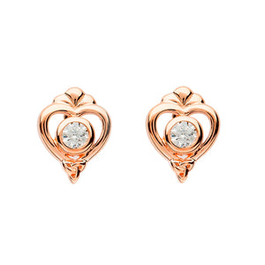 Sterling Silver Rose Gold Trinity Knot Stud Earrings by Shanore