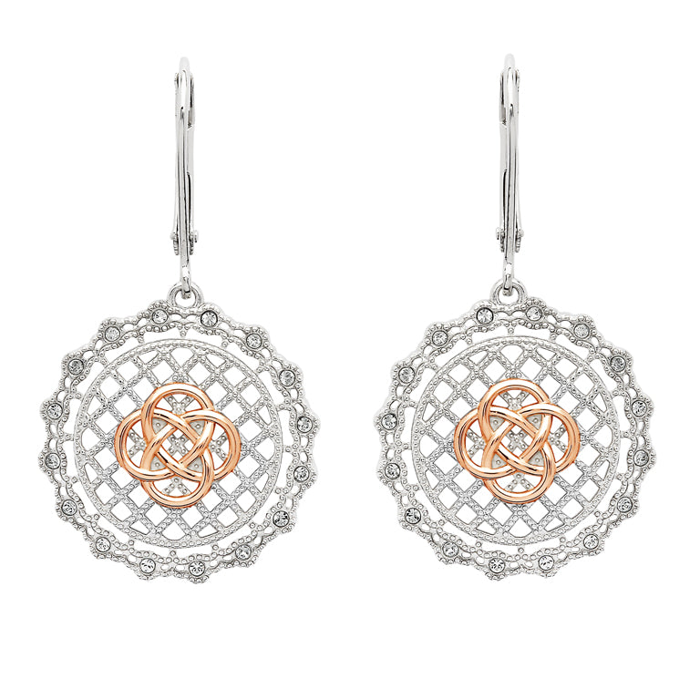 
                
                    Load image into Gallery viewer, Sterling Silver Irish Lace Celtic Knot Earrings by Shanore
                
            