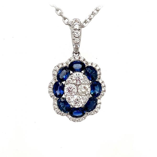
                
                    Load image into Gallery viewer, 18ct White Gold Vintage Style Sapphire &amp;amp; Diamond Cluster
                
            