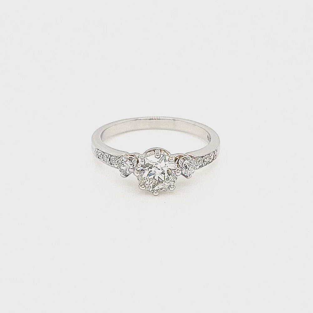 
                
                    Load and play video in Gallery viewer, Platinum Solitaire Ring with Diamond Sides &amp;amp; Shoulders
                
            
