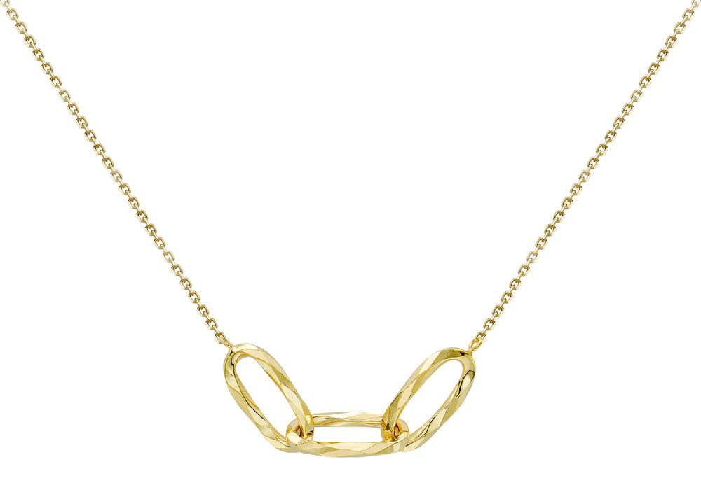 9ct Gold Interlinked Diamond-cut Triple Oval Necklace - Diana O'Mahony Jewellers
