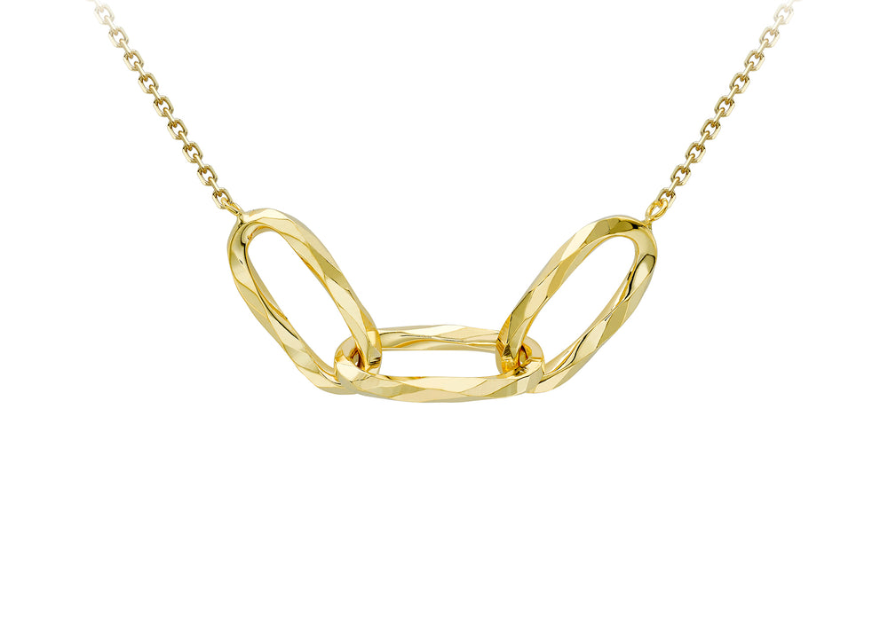 9ct Gold Interlinked Diamond-cut Triple Oval Necklace