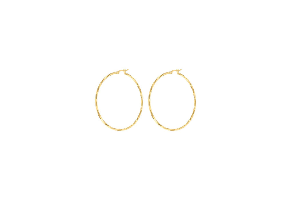 9ct Gold Diamond Cut Hoop Earrings - Diana O'Mahony Jewellers