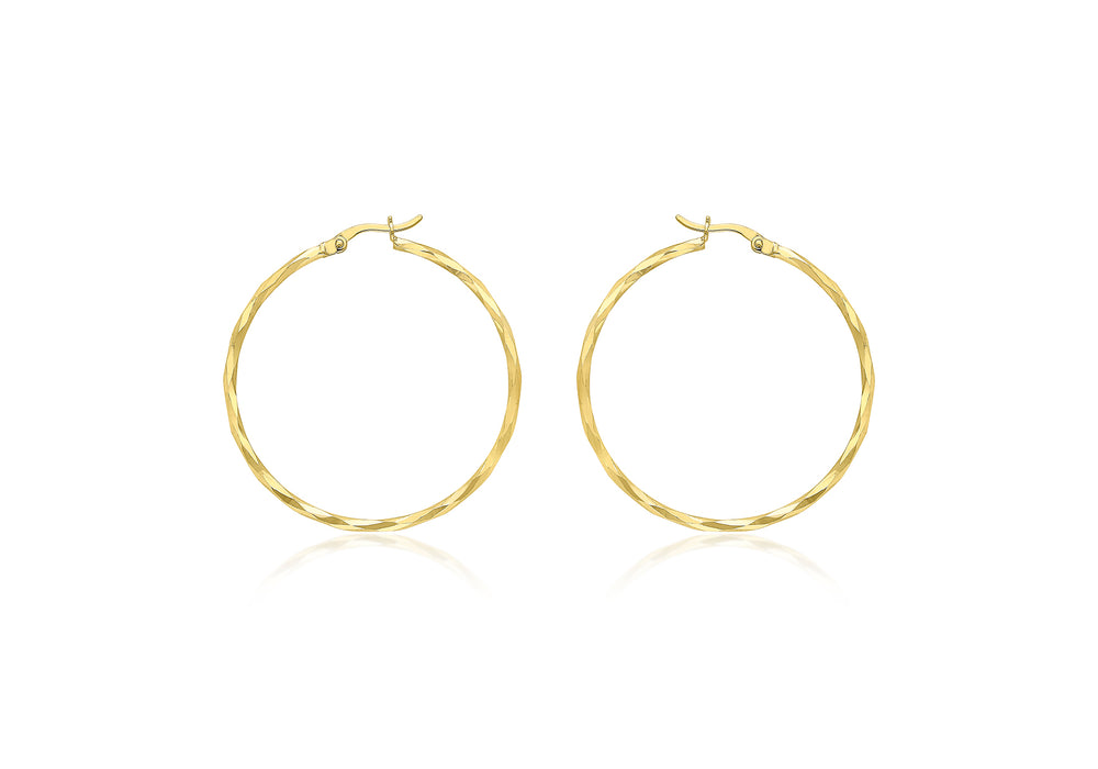
                
                    Load image into Gallery viewer, 9ct Gold Diamond Cut Hoop Earrings - Diana O&amp;#39;Mahony Jewellers
                
            