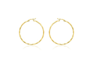 9ct Gold Diamond Cut Hoop Earrings - Diana O'Mahony Jewellers