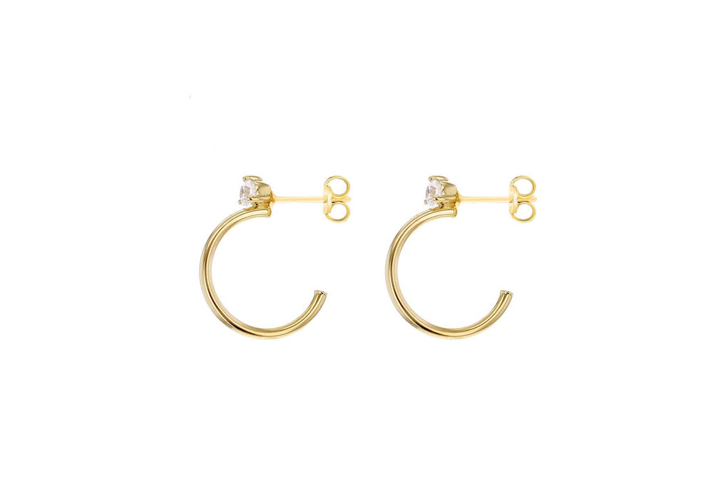 9ct Gold Half Hoop Earrings with CZ - Diana O'Mahony Jewellers