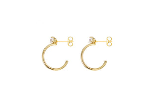 
                
                    Load image into Gallery viewer, 9ct Gold Half Hoop Earrings with CZ - Diana O&amp;#39;Mahony Jewellers
                
            