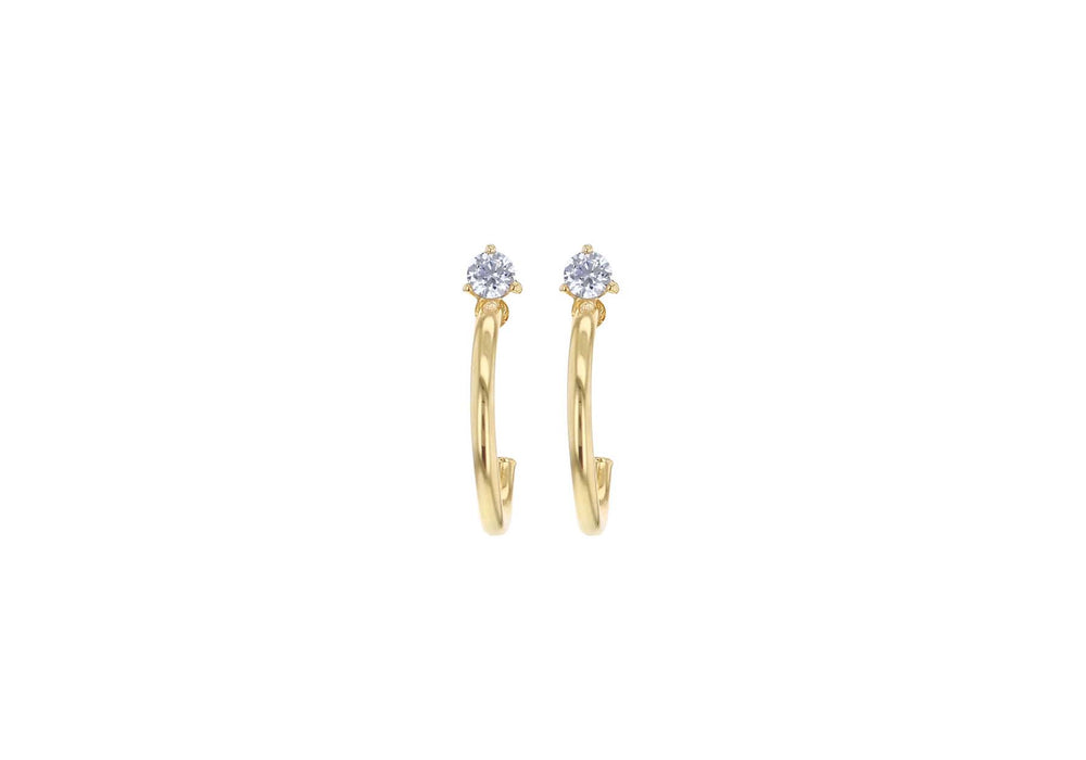 9ct Gold Half Hoop Earrings with CZ - Diana O'Mahony Jewellers