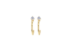 9ct Gold Half Hoop Earrings with CZ - Diana O'Mahony Jewellers
