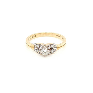 
                
                    Load image into Gallery viewer, Vintage Style 9ct Gold Solitaire with Diamond Sides - Diana O&amp;#39;Mahony Jewellers
                
            