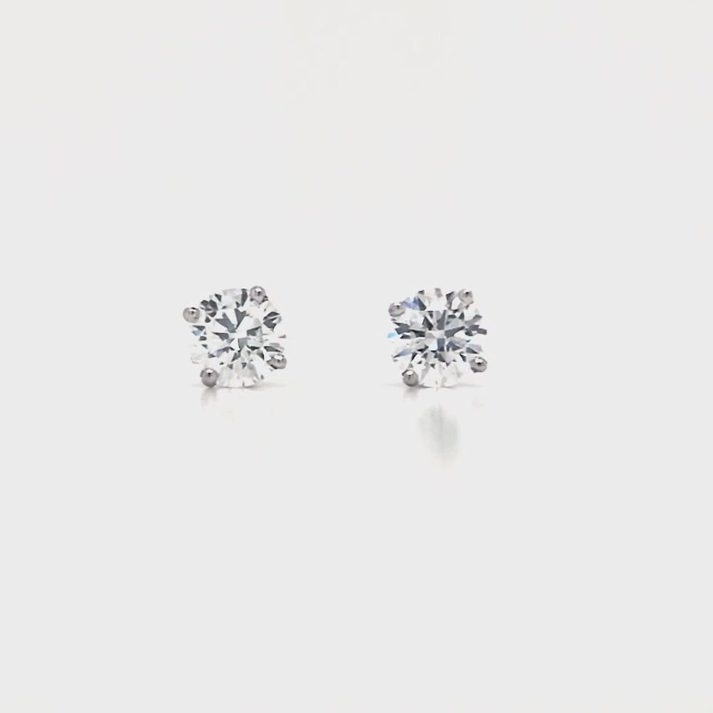 
                
                    Load and play video in Gallery viewer, Platinum Lab Grown Diamond Stud Earrings- 1.07ct
                
            