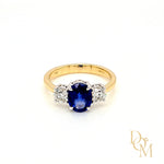 18ct Gold Sapphire & Diamond 3 Stone Ring