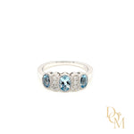 9ct White Gold Vintage Style Aquamarine & Diamond Ring