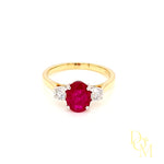 18ct Gold Ruby & Diamond Three Stone Ring