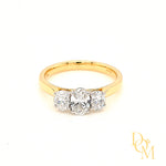 18ct Gold Oval Three Stone Diamond Ring- 1.02ct
