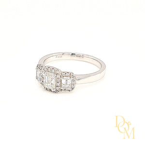 
                
                    Load image into Gallery viewer, Platinum Emerald-cut Three Stone Diamond Engagement Ring- 1.01ct
                
            