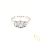 Platinum Emerald-cut Three Stone Diamond Engagement Ring- 1.01ct