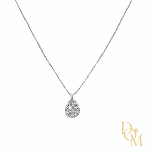 18ct White Gold Teardrop Shaped Diamond Cluster Pendant-0.55ct
