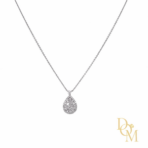 
                
                    Load image into Gallery viewer, 18ct White Gold Teardrop Shaped Diamond Cluster Pendant-0.55ct
                
            