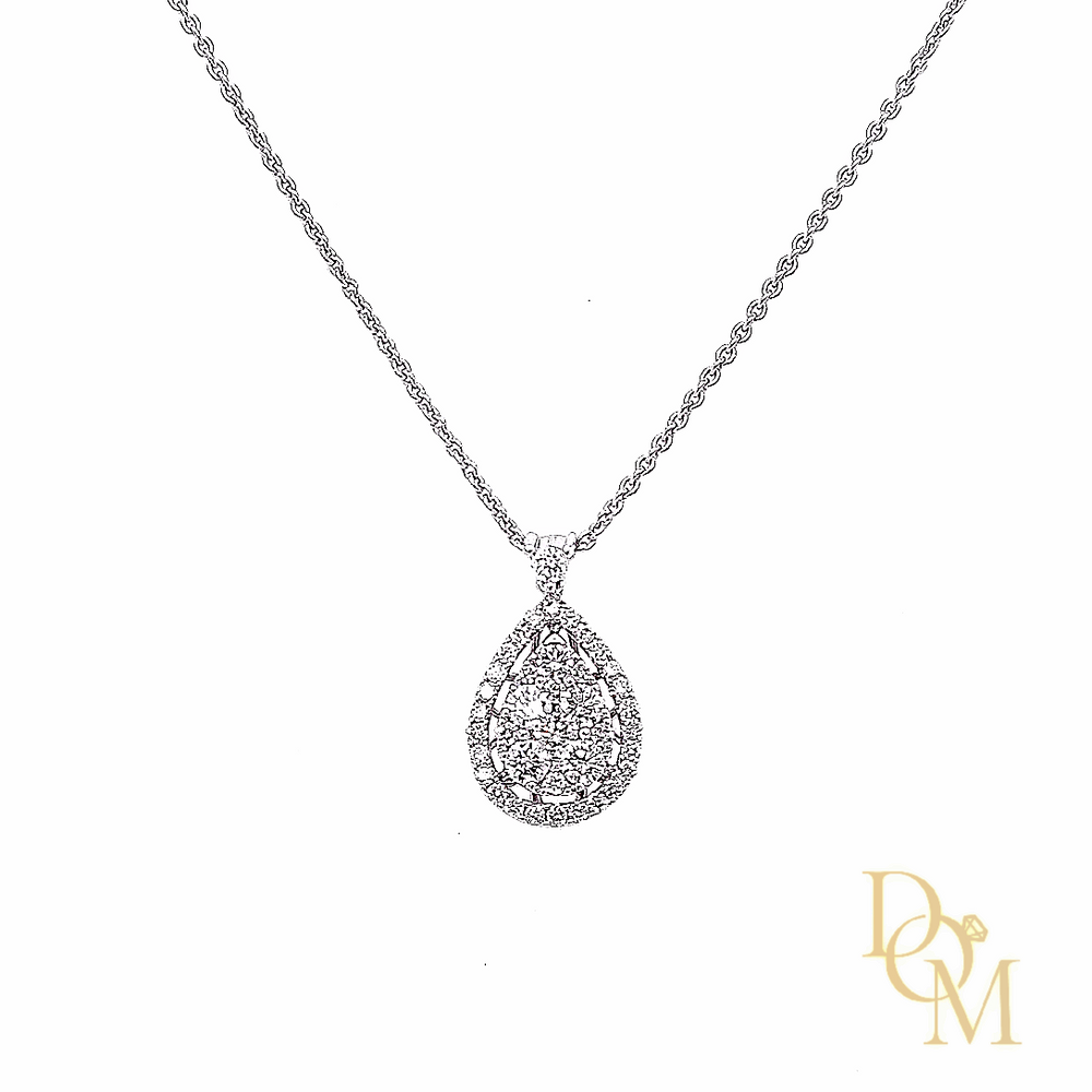 
                
                    Load image into Gallery viewer, 18ct White Gold Teardrop Shaped Diamond Cluster Pendant-0.55ct
                
            