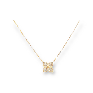 18ct Gold Floral Diamond Cluster Pendant- 0.32ct