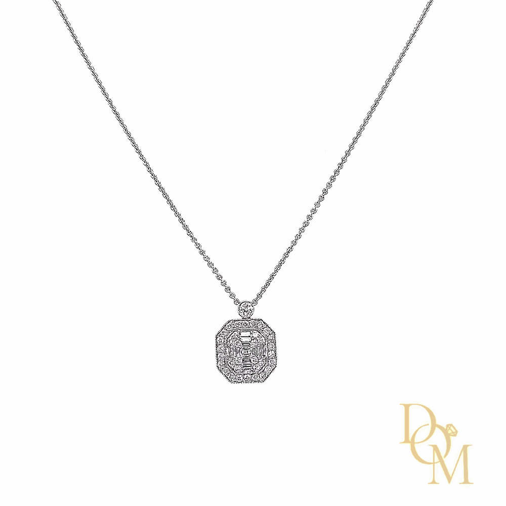 18ct White Gold Art Deco Style Diamond Cluster Necklace