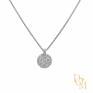 
                
                    Load image into Gallery viewer, 18ct White Gold Round Diamond Cluster Pendant- 0.52ct
                
            